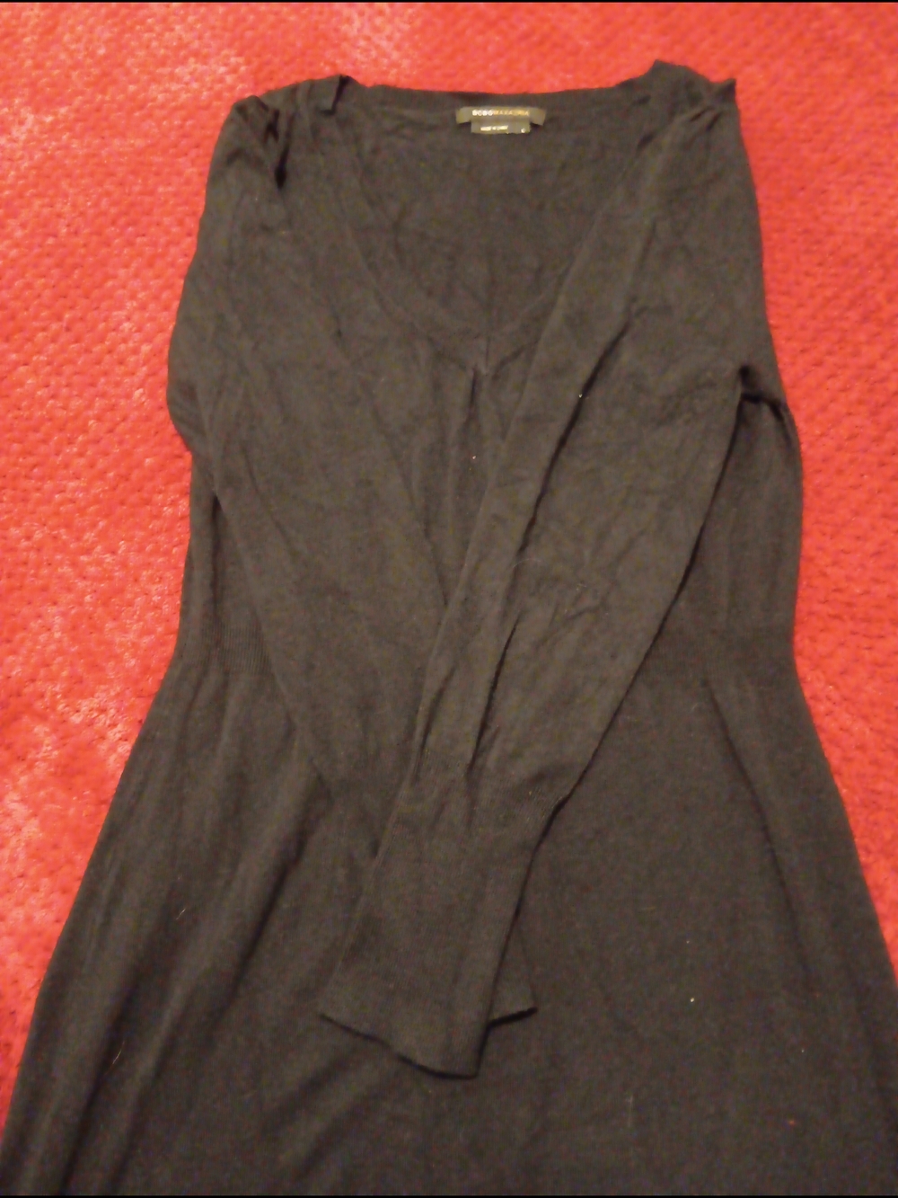 Black Long Sleeve V-Neck Dress